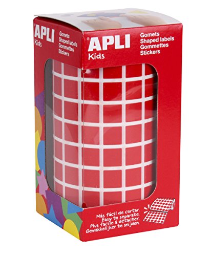 APLI Kids 4873 - Rollo de gomets cuadrados 10,0 mm, color rojo