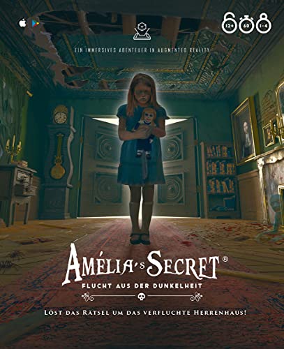 Asmodee XD Production Amelia's Secret: Escape de la Oscuridad, Juego Familiar, Juego de Rompecabezas, 1-4 Jugadores, a Partir de 12+ años, 60+ Minutos, aleman