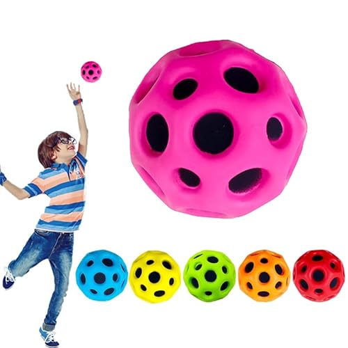 Astro Jump Ball, Super High Bouncing Ball Toy Space Ball, Lightweight Foam Moon Ball, Easy to Grip and Catcher Sports Training Hole Ball for Kids Party Gifts (Rose)