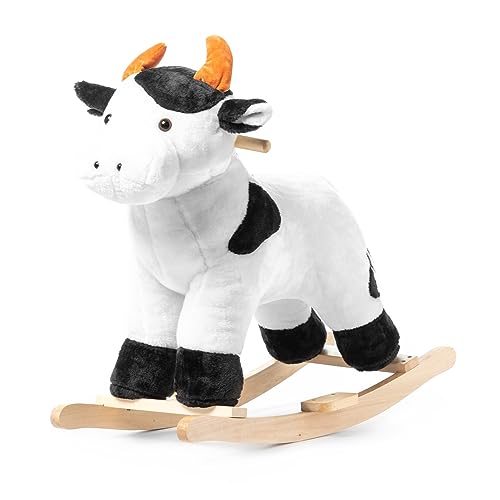 ATAA Caballito balancín para niños hasta 4-5 años Suave con Forma de Vaca con música manillas y reposapies (Vaca)