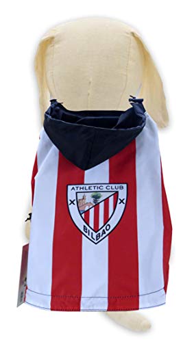 Athletic Club Bilbao - Chubasquero con Capucha para Perro, Sudadera Impermeable, 8 Tallas Disponibles, Equipación del Equipo, Talla S, Calidad Alta, Producto Oficial (CyP Brands) Rojo/Blanco