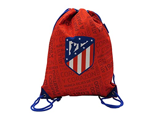 Atlético de Madrid - Mochila Saco, con Cuerdas, Bolsillo Trasero, con Colores y Escudo del Equipo, para Hombre, Mujer y Niños, 34 x 44 cm, Producto Oficial de (CyP Brands)