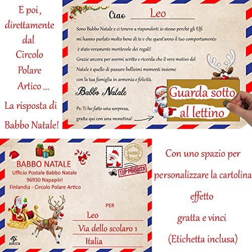 Aurìca Kit de carta de Papá Noel para niños, hace que la Navidad sea mágica y memorable con la carta de Papá Noel, el recibo de los elfos ayudantes y la respuesta de Papá Noel