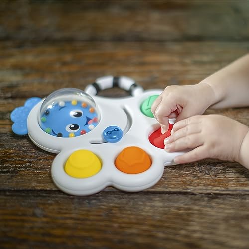 Baby Einstein, Mordedor y sonajero de pulpo con 5 modos de juego, juguete sensorial y educativo que fomenta habilidades motoras, sin bisfenol A, para bebés a partir de 6 meses