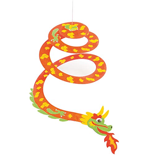 Baker Ross AT635 - Dragon Espiral - Actividad de Manualidades Primaverales Infantiles para Montar y Exhibir (Paquete de 10)
