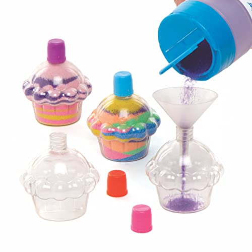 Baker Ross AX672 Botellas Arte de Arena Cupcake - Paquete de 5, para decorar y exhibir, proyecto ideal de artes y manualidades para niños