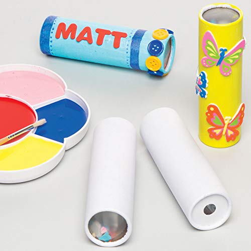 Baker Ross Diseña Tu Propio Caleidoscopio (paquete de 6) para que los niños pinten, decoren y personalicen para actividades de manualidades