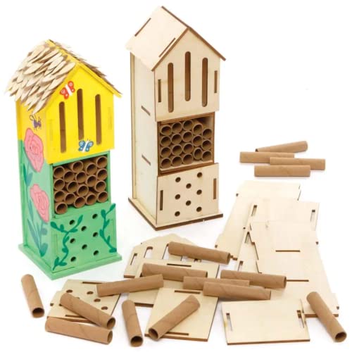 Baker Ross FE508 Kits Hotel de Madera para Insectos - Paquete de 2, actividades de artesanía en madera para pintar y decorar para niños, manualidades o proyectos de jardín