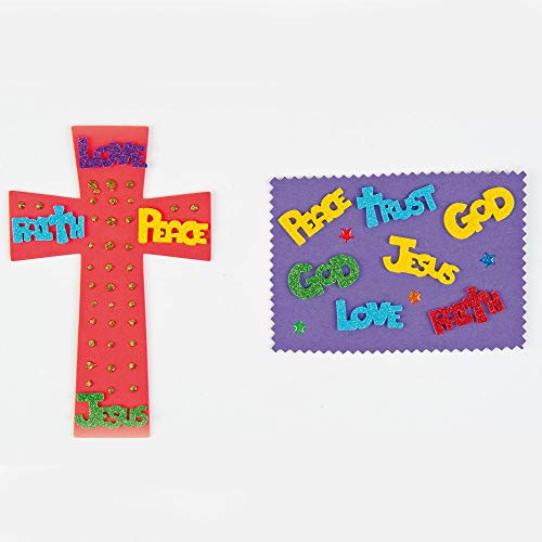 Baker Ross- Pegatinas espuma con purpurina inspiradoras (Pack de 150). Formas autoadhesivas Adornos artesanales decoración y confección tarjetas