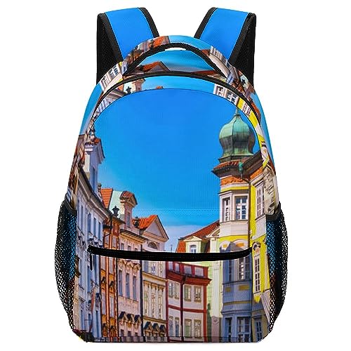 BALII Mochila colorida del Palacio de Praga a finales de verano, mochila escolar para niños, bolsa de viaje para mujeres, hombres, niñas y niños, Colorido palacio de Praga a finales de verano,