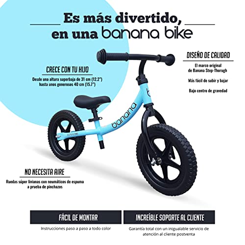 Banana Bike & Lava Sport LT Bicicleta Robusta Equilibrio Niño Sin Pedales - Aluminio Ligera Bicicleta De Entrenamiento para Niños - Ajustable, Asiento Y Neumáticos Eva - Azul