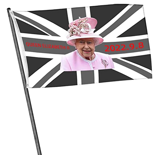 Bandera conmemorativa de la Reina Isabel | 2022 Bandera de la Unión Británica Jack con Su Majestad | 9,1 x 1,5 Banderines de decoración de aniversario para el duelo por los suministros de servicio