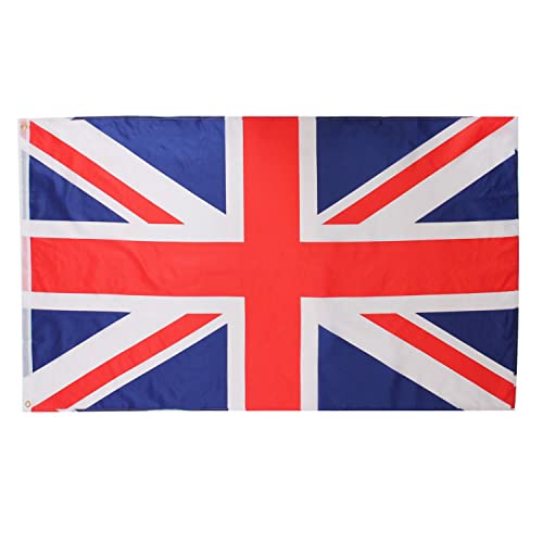 Bandera de Reino Unido – 1,5 m x 0,9 m – Paquete de 1 – Bandera grande de Gran Bretaña con ojales – Coronación del Rey, Día VE, fiestas en la calle, eventos deportivos