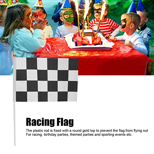 Banderas de carreras de plástico multiusos + poliéster, banderas a cuadros, banderas giratorias a mano para coches de carreras RC, eventos deportivos, fiestas en casa