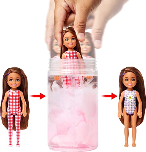 Barbie Chelsea Color Reveal Serie Picnic Muñeca que revela sus colores con agua, incluye ropa y accesorios sorpresa, juguete +3 años (Mattel HKT81)