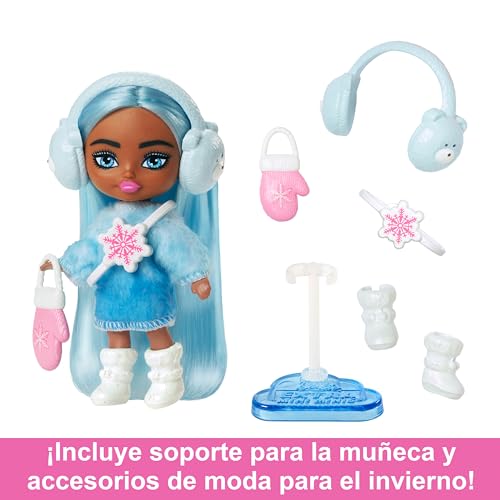 Barbie Extra Fly Mini, Muñeca pequeña con temática de viajes con ropa de invierno y accesorios, juguete +3 años (Mattel HPN08)