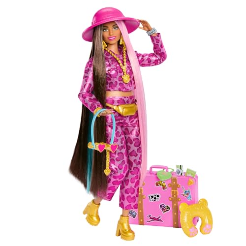 Barbie Extra Fly Safari Muñeca articulada con conjunto de moda, maleta y accesorios de viaje, juguete +3 años (Mattel HPT48)