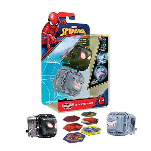 Battle Cubes Juego de 2 Tijeras Spiderman - Rhino and Miles Morales, Papel de Rock, Juego de Tijeras