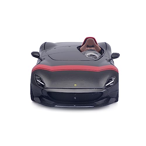 Bburago Ferrari Monza SP1: Modelo de Coche a Escala 1:24, Serie Ferrari Race & Play, Puerta móvil, Color Negro y Rojo (18-26027BK)
