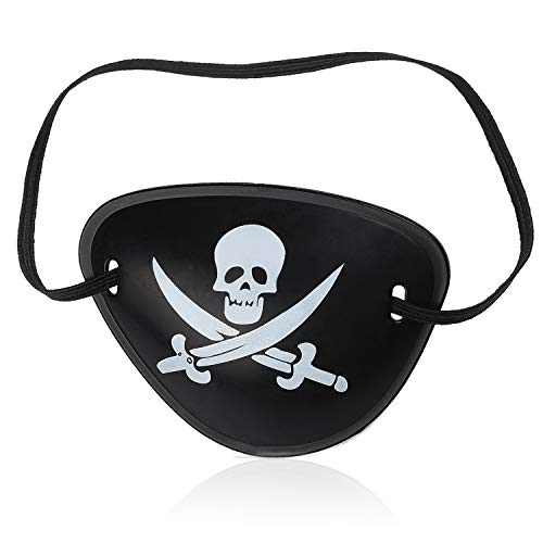 Beelittle 4 Piezas Accesorios para Disfraces de Piratas de Halloween Durag Cola Larga para la Cabeza Gorro de Pirata Sedoso Parche de Ojo de Pirata Collar de aretes de Oro