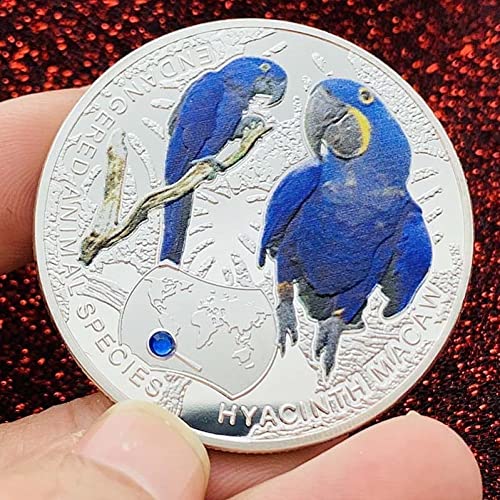 Bemvp Monedas Conmemorativas De Macaw Monedas Coleccionables Monedas En Peligro De Extinción Souvenirs Coin Africa Regalos De Recolección De Vida Silvestre con Diamantes De Imitación