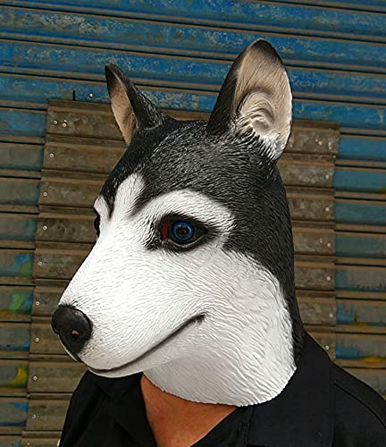 BENHAI Máscara De Husky De Halloween Cabeza De Perro Erha Sombrero De Animal Látex Pastor Lobo Máscara De Perro