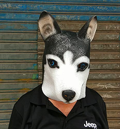 BENHAI Máscara De Husky De Halloween Cabeza De Perro Erha Sombrero De Animal Látex Pastor Lobo Máscara De Perro