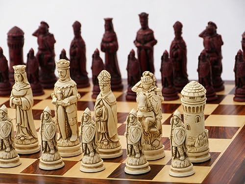 Berkeley Camelot Ornamental Chess Set (Cream and Brown, Board Not Included)