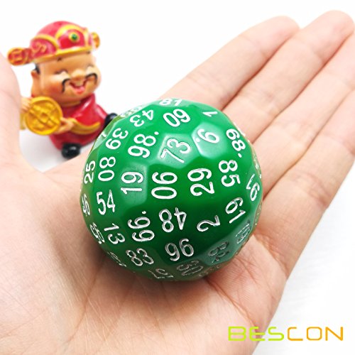 Bescon - Dados de 100 caras, D100, 100 caras, cubo de 100 caras, D100, D100 de juego, cubo de 100 caras, color verde