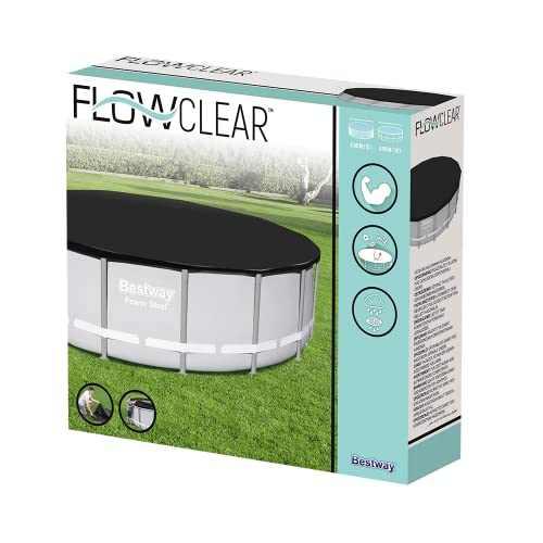 Bestway Flowclear-Lona de PVC de 493 cm, color gris, para piscina 488 cm de diámetro, serie Power Steel Deluxe, (58249)