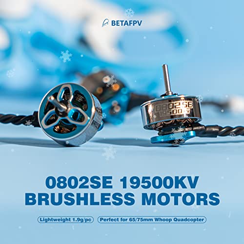 BETAFPV 4pcs 0802SE 19500KV 1S Brushless Motor Ultralight Weight 1S FPV RC Motor Compatible for 65/75mm 1S Brushless Racing Whoop Drone Quadcopter like Meteor Series FPV Drones-Iceblue