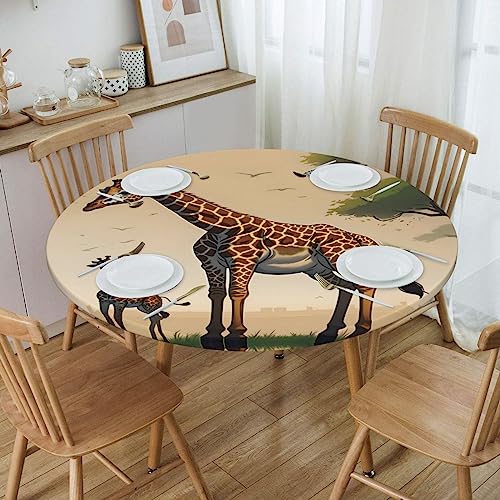 Bhcase Mantel redondo con imagen de jirafa madre e hijo: lavable y reutilizable, adecuado para decorar mesas redondas S