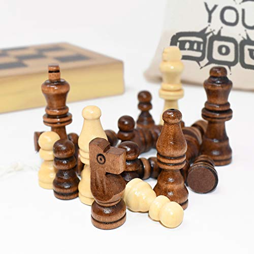 Big Game Hunters Juego de madera de ajedrez y corrientes de aire portátil de 30 x 30 cm, tabla plegable con piezas de pino superior