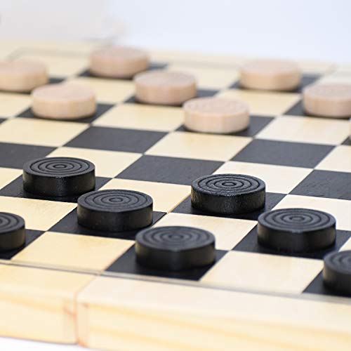 Big Game Hunters Juego de madera de ajedrez y corrientes de aire portátil de 30 x 30 cm, tabla plegable con piezas de pino superior