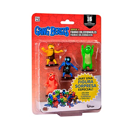 Bizak Gang Beasts, Pack de 5 Figuras en Blister Traje Gato Rojo, Figuras coleccionables del Juego multijugador de Combate (64114020), 64114020-1