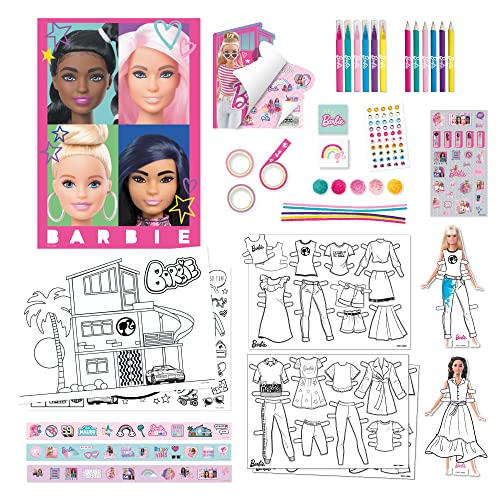 BLADEZ Barbie Juego de actividades de parachoques, artes y manualidades, juego de papelería con bolígrafos y calcomanías, furgoneta para colorear, más de 300 piezas, Creative Maker Kitz Toyz
