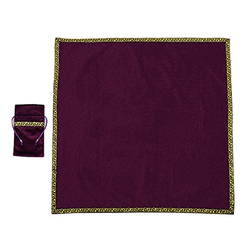 BLESSUME Wicca - Mantel cuadrado de terciopelo con bolsa de tarot (morado 1)