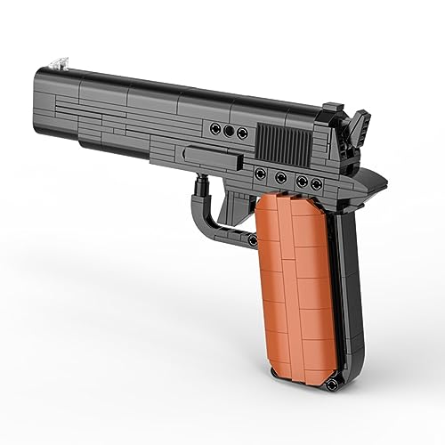 BLOKZ Technic - Bloques de construcción de armas, kit de arma de rifle de simulación militar M1911 con función de disparo, modelo de pistola Blaster compatible con Lego (332 piezas)
