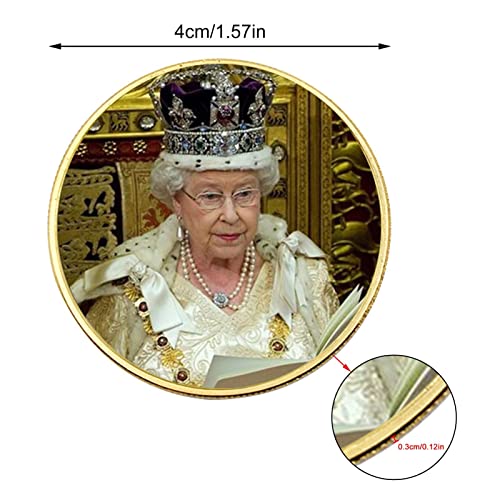 Blue Fish Moneda la Reina del Reino - Colección Monedas conmemorativas Redondas Metal con Colores Brillantes | Monedas artesanales la Reina Gran Bretaña para estantes