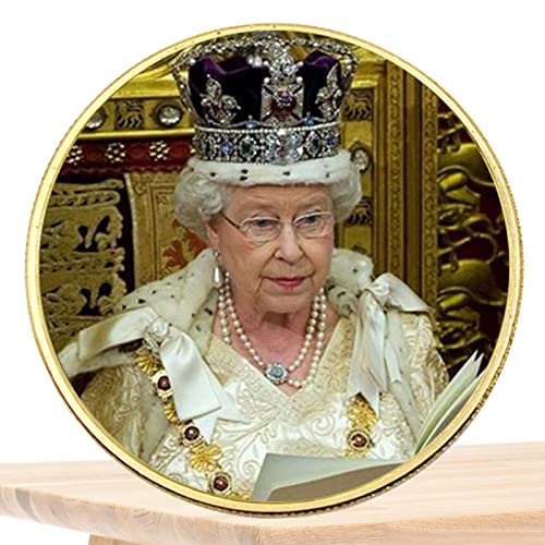 Blue Fish Moneda la Reina del Reino - Colección Monedas conmemorativas Redondas Metal con Colores Brillantes | Monedas artesanales la Reina Gran Bretaña para estantes