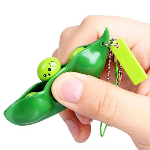 BlueXP 6 Piezas llaveros Squeeze-a-Bean con Colgantes de Juguete Fidget Toys para Niños y Adultos Llavero Colgante de Cadena para Teléfono Móvil