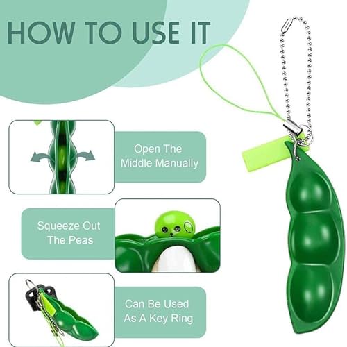 BlueXP 6 Piezas llaveros Squeeze-a-Bean con Colgantes de Juguete Fidget Toys para Niños y Adultos Llavero Colgante de Cadena para Teléfono Móvil