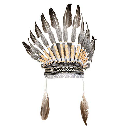 Boland 44091 - Tocado indio con plumas y perlas, jefe, salvaje oeste, disfraz, carnaval, fiesta temática