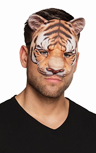 Boland 56730 - Media máscara de tigre, con banda elástica, máscara facial, máscara de animal, gato salvaje, disfraz, carnaval, fiesta temática
