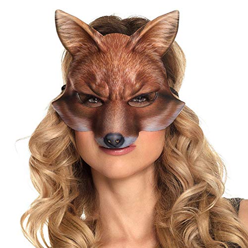 Boland 56732 - Media máscara zorro, estampado realista, máscara con banda elástica para carnaval o fiesta temática, accesorios para disfraces de animales, disfraces de fantasía