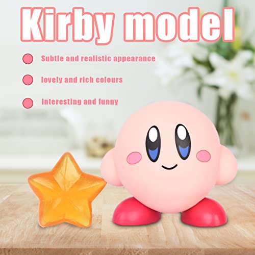 BSNRDX Figura de Kirby Q Versión Figura de Kirby Figuras Acción de Kirby Adornos Modelo Personaje Adorno Pastel Cumpleaños para Niños para Decoración de Oficina En Casa de Dormitorio de Coche