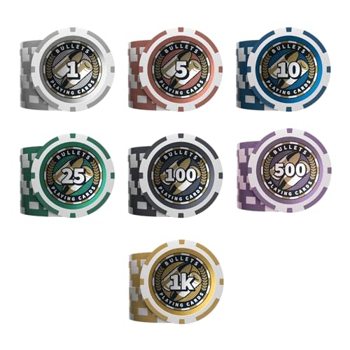 Bullets Playing Cards - Maletín de póquer de diseño 'Christopher' Deluxe con 300 fichas de póquer de poliestireno reciclado, instrucciones de póquer, botón de distribuidor y cartas de póquer de
