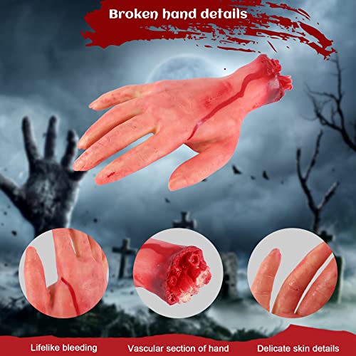 Bzwyonst Bloody Horror Scary Prop Severed Life Size Arm Hand House 22-23 cm