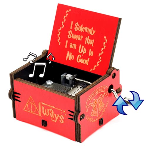 Caaju Caja de música clásica de Harry Potter con manivela de mano, regalos de cumpleaños para niñas, niños, amigos, familia, Harry Potter i Solemnly Swear That i am Sound Box (rojo)