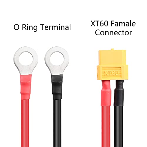 Cable de terminación de RIIEYOCA xt60 a o - Ring, cable de conector de rosca interna xt60 a o - Ring, con conductor de silicio 1m 12awg para baterías RC lipo fpv car UAV (1m / 3.3ft)